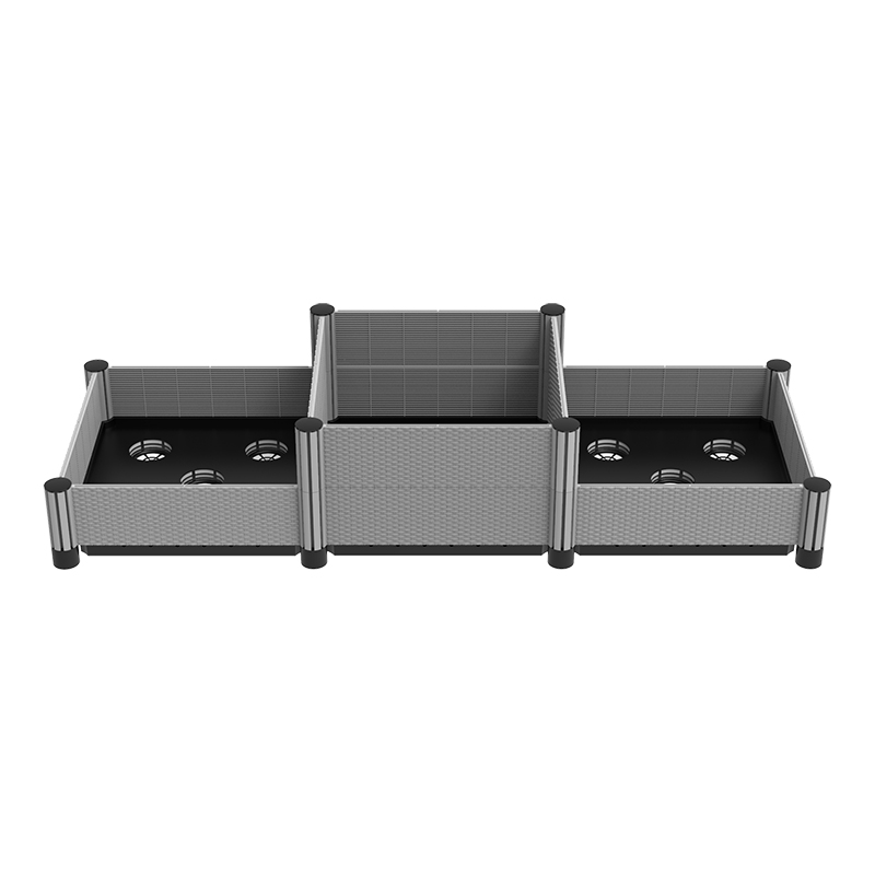 Cama de jardim de plástico de vime imitado 4x poste de 16 cm 1006-3UH